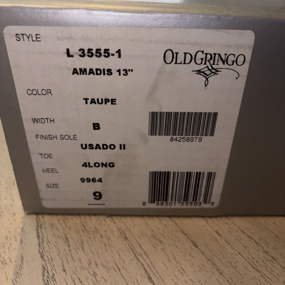 OLD GRINGO ~ TAUPE/SILVER Amadis ~ 9 B ~ Women’s Boots W/Box Butterfly/Floral - Picture 6 of 6